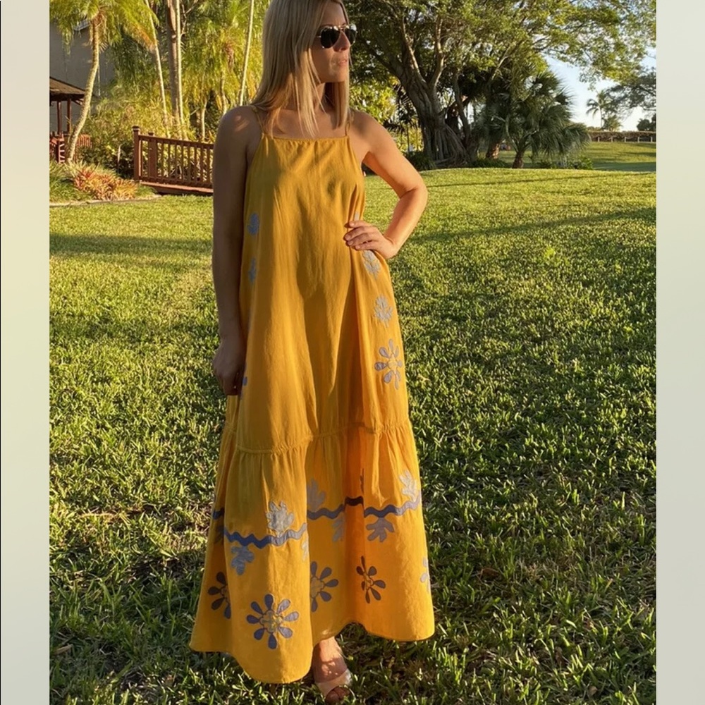 NWT Zara💥👌 Midi Dress  Embroidery Size Mustard Sold Out!  Limited Edition